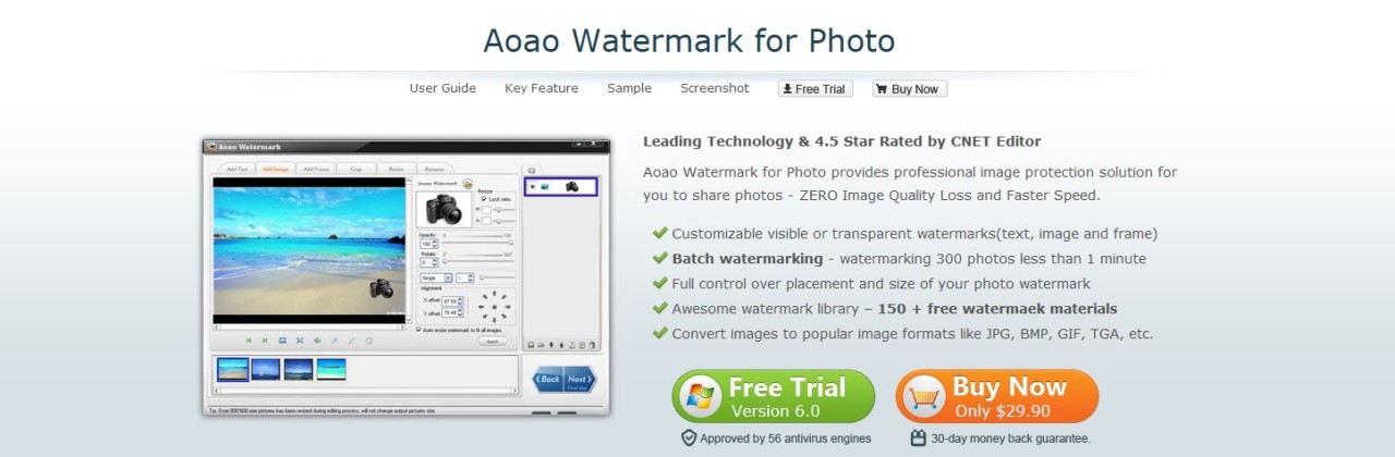 Scarica gratis il software di watermark di Aoao